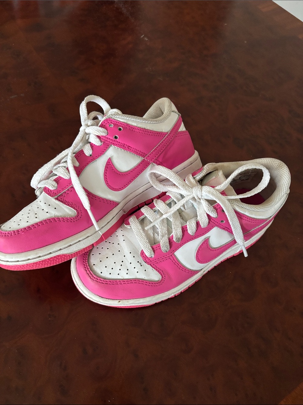Nike Dunks Kids White and Hot Pink Low-Top Sneakers